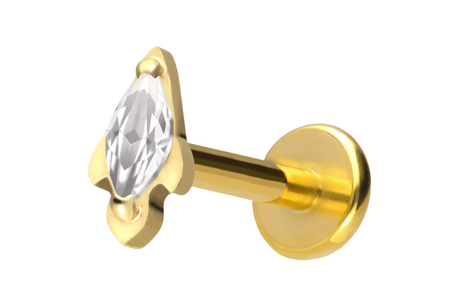 Titan Labret Piercing mit Push Fit KRISTALLRAKETE